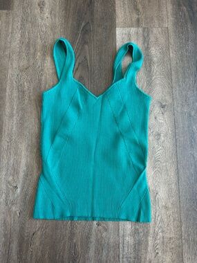 Halogen Teal Ribbed V-Neck Tank Women’s size Medium